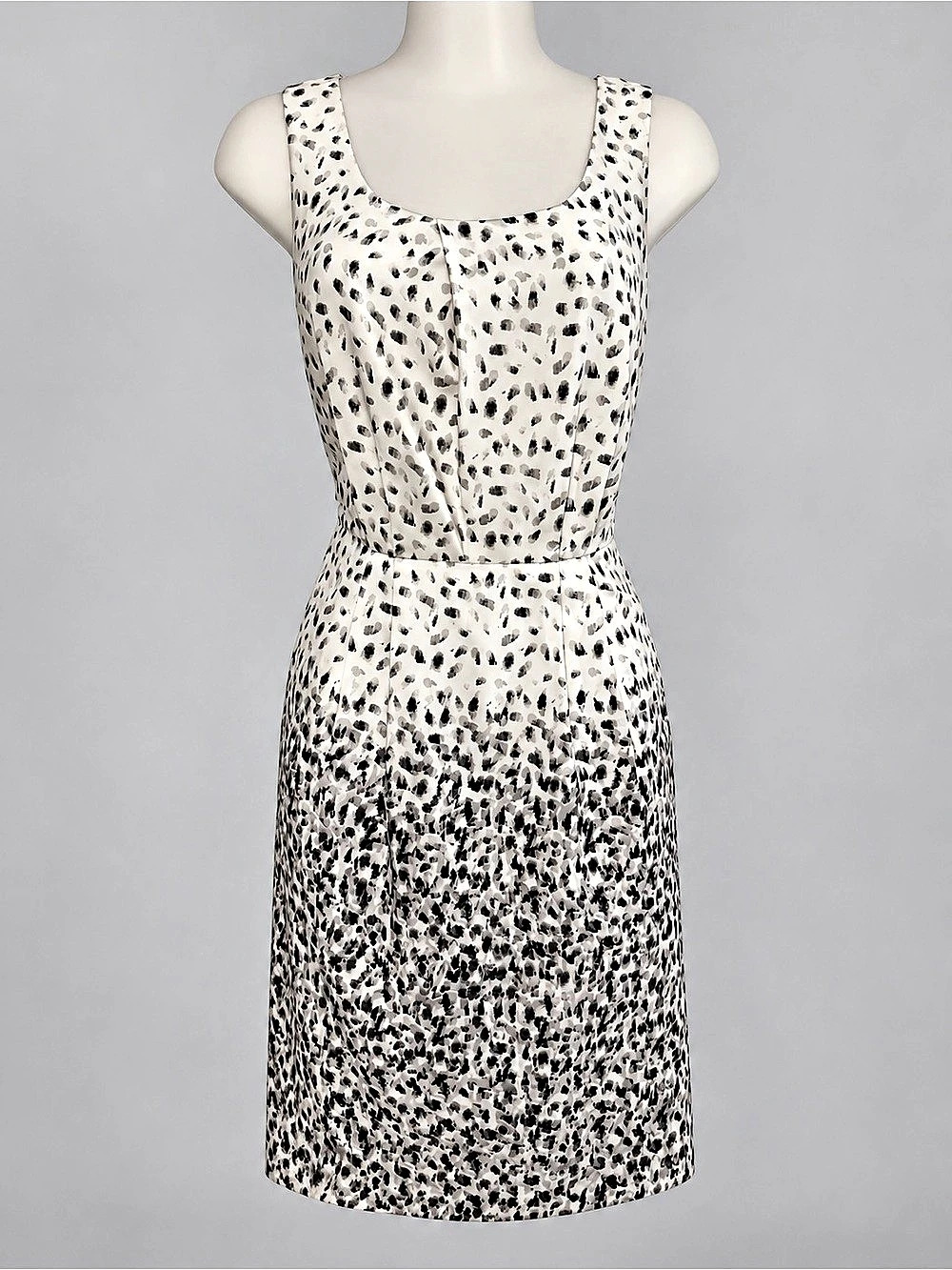LOFT Petites Ivory Black Abstract Print Sheath Dress 8P